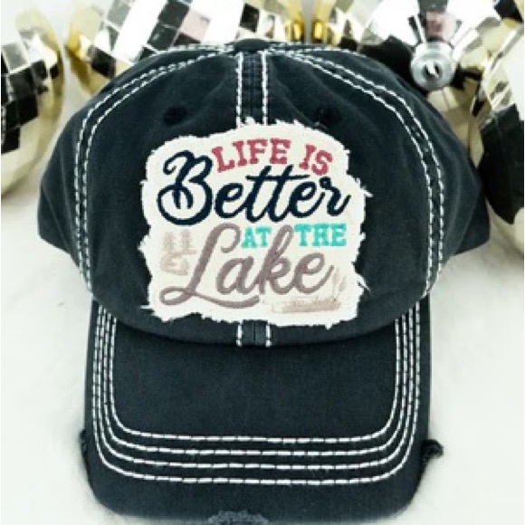 Accessories - Distressed Black “Life is Better at the Lake” cap